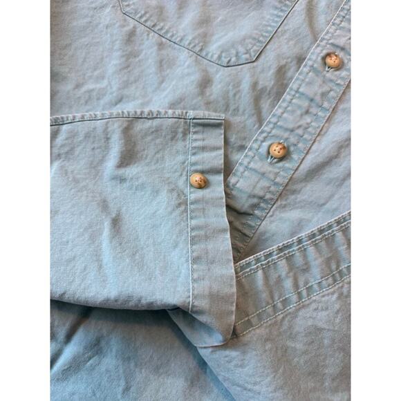 L.L. Bean Mens short sleeve shirt, size L, Traditional fit; Light Teal/Blue - Picture 7 of 8